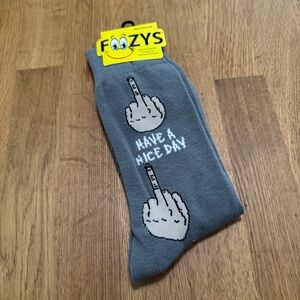 Foozys Men's 6-12 Gray Have a Nice Day Middle Finger Socks NEW